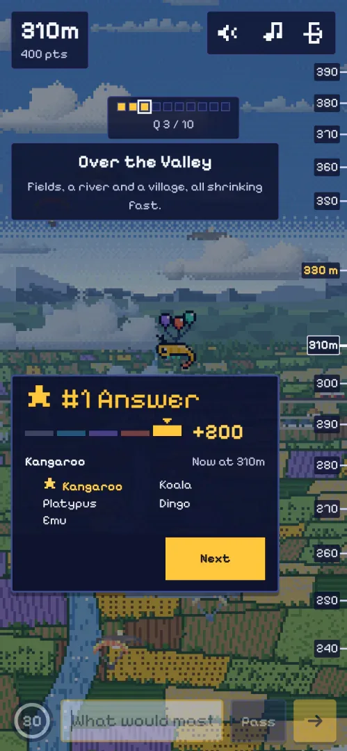 Noillirk result panel showing an answer band and the top five answers