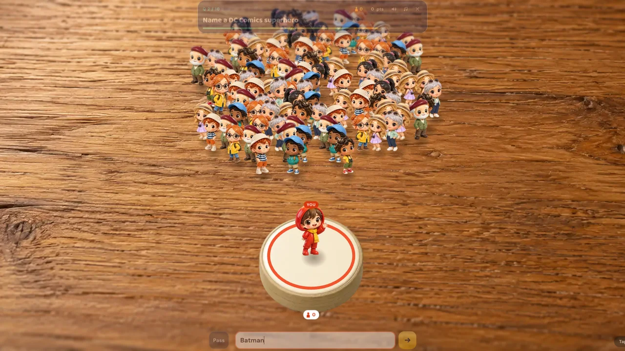 Noillirk Table Stage revealing the number-one answer and the crowd joining the player
